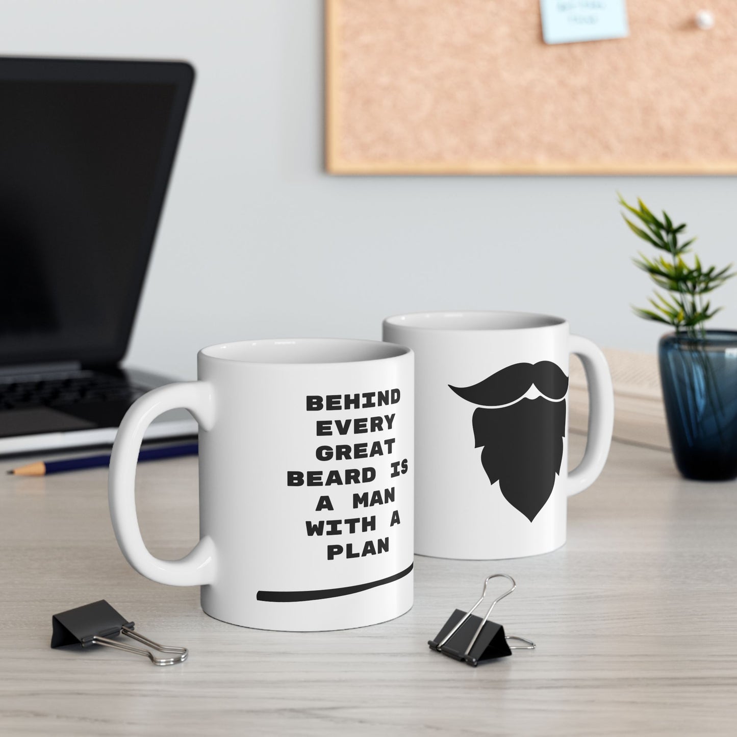 Bearded Man with a Plan Ceramic Coffee Mug - Funny Gift for Men, Coffee Lover,